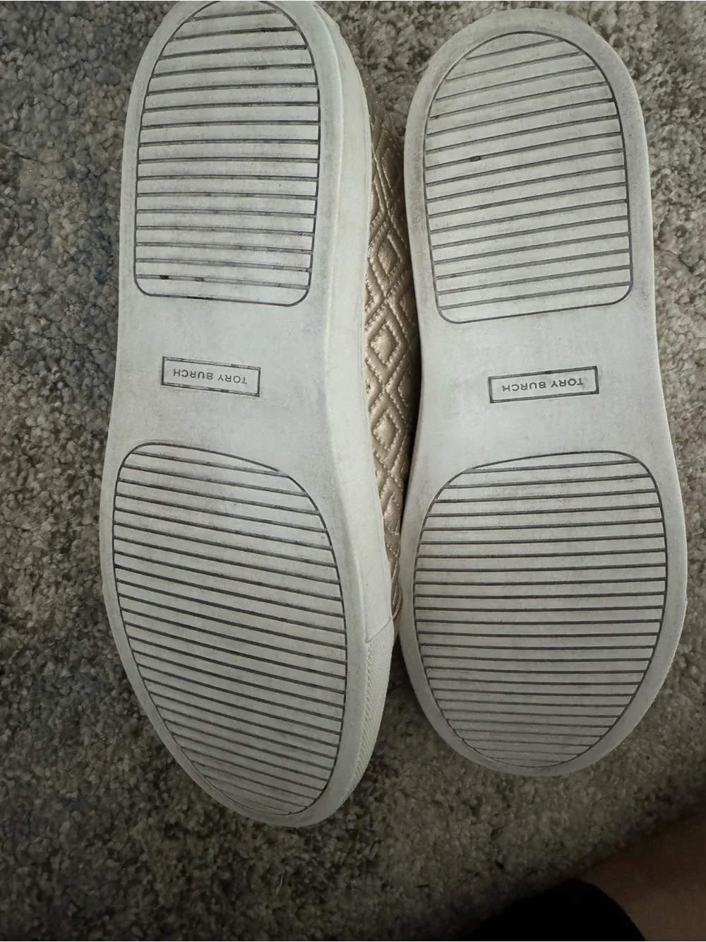 Tory Burch Metallic rose Gold Quilted Lace-Up Sneakers